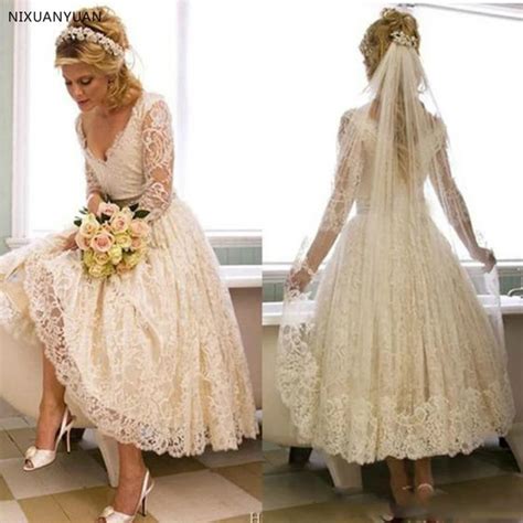 Vintage Lace Wedding Dresses Tea Length