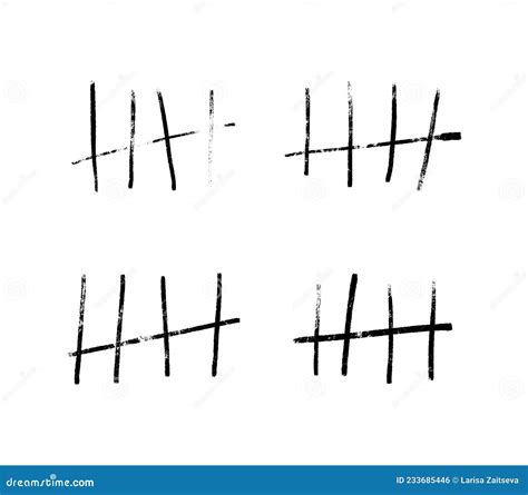 Tally Marks Or Prison Marks Isolated Scratched Count On The Wall Or In