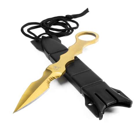 Gold Tactical Combat Dagger - Golden Colored Fixed Blade Knife - Spear ...