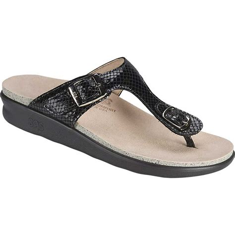 SAS - Women's SAS Sanibel Sandal Black Snake Laminate Nubuck Leather 9.5 M - Walmart.com ...