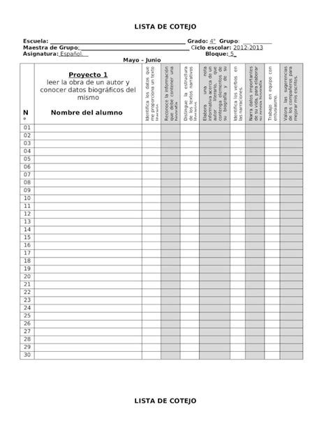 DOC Lista De Cotejo 5 PDFSLIDE NET