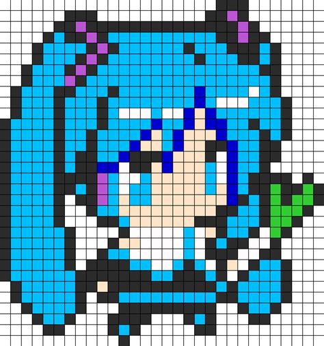 Hatsune Miku Sprite Fuse Bead Perler Bead Pattern Bead Sprite Pixel