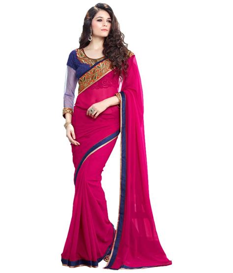 Kuberan Silks Pink Pure Georgette Saree - Buy Kuberan Silks Pink Pure ...