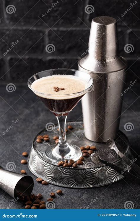 Espresso Martini Cocktails With Coffee Beans Stock Image Image Of