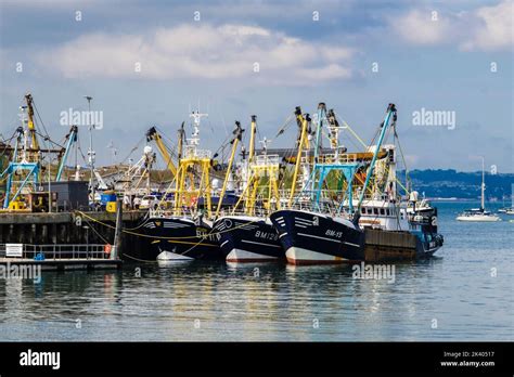 Commercial Fishing Fleet In Port In The Outer Harbour Brixham Devon