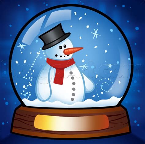 How To Draw A Snow Globe Step By Step Christmas Stuff Seasonal Free