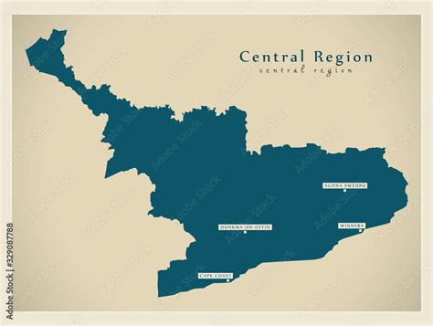 Modern Map - Central region map of Ghana GH Stock Vector | Adobe Stock