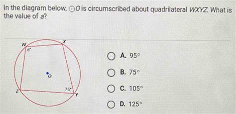 Solved In The Diagram Below Odot O Is Circumscribed About