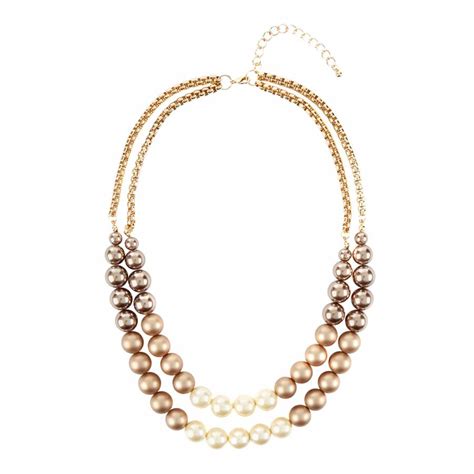 Gold Two Row Pearl Necklace Brandalley