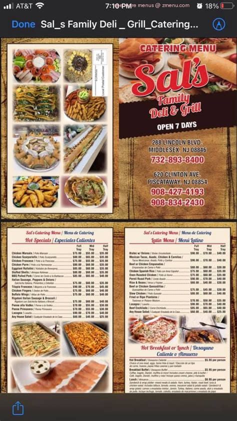 Online Menu Of Sals Deli Restaurant Williamstown New Jersey 08094