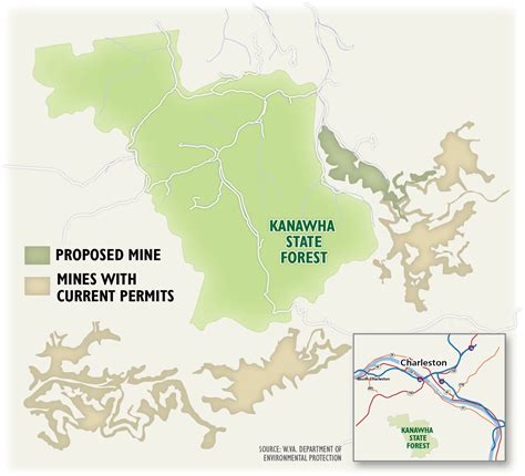 map of the mines and proposed mine near Kanawha State Forest Info Graphics, State Forest ...