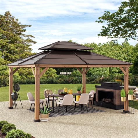 Sunjoy Chapman 13 X 15 Ft Outdoor Patio Cedar Framed Wood Gazebo With