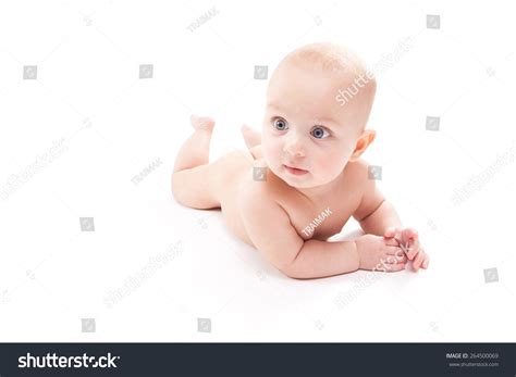 Naked Baby On White Background Smiling Foto Stock 264500069 Shutterstock