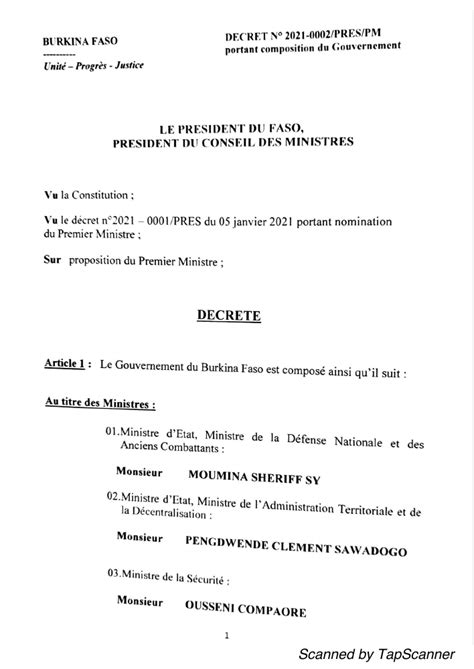 décret portant nomination des membres du gouvernement ivoirien 2017