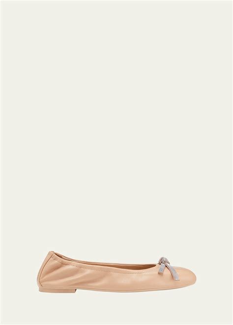 STUART WEITZMAN Sw Lambskin Bow Ballerina Flats - Adobe | Editorialist