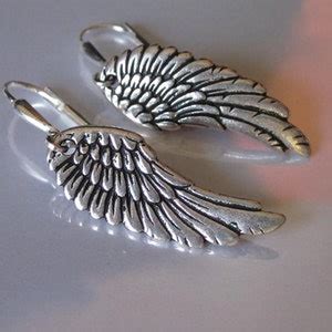 Silver Wing Earrings, Angel Wing Earrings, Fairy Wing, Metal Dangle and ...