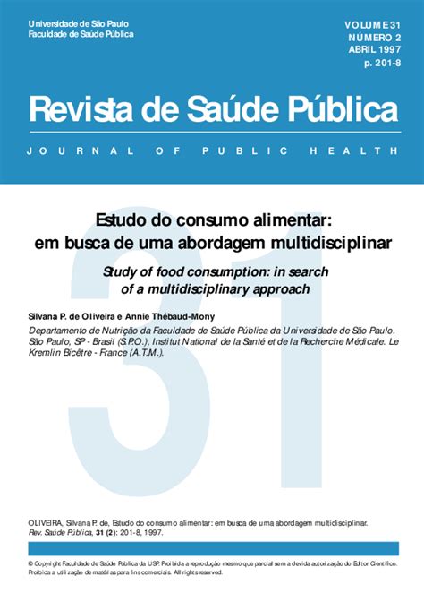 Pdf Estudo Do Consumo Alimentar Em Busca De Uma Abordagem