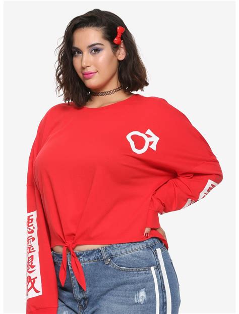 Sailor Moon Sailor Mars Tie Front Girls Long Sleeve T Shirt Plus Size