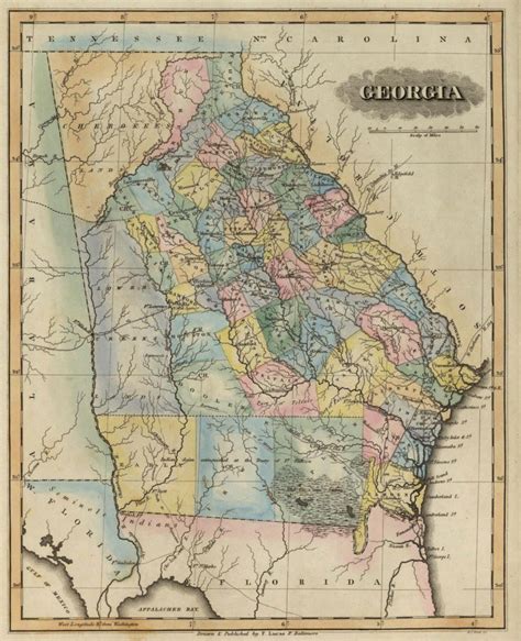 Old Historical City County And State Maps Of Georgia