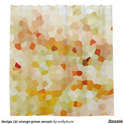 Design 131 Orange Green Mosaic Shower Curtain Zazzle Green Mosaic