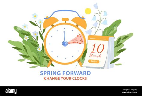 Spring Daylight Saving Time Begins Info Banner Turning Forward An Hour