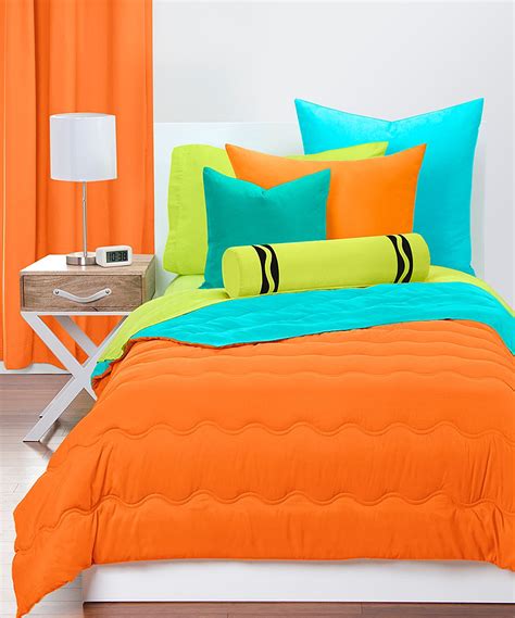 Crayola Outrageous Orange And Turquoise Blue Reversible Comforter Set