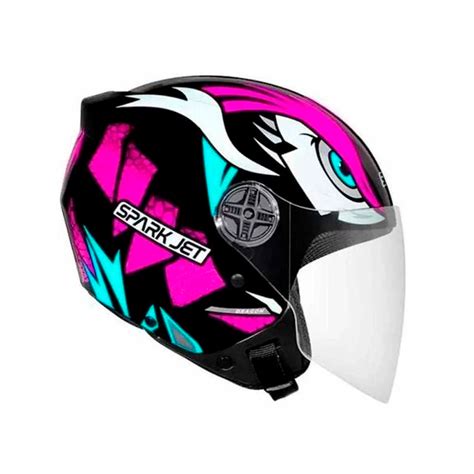 Capacete Ebf Spark Jet Dragon Preto E Rosa Sbs Motos