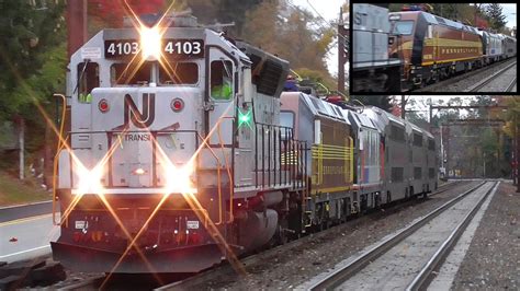 Rare Njt Towing The Prr Heritage Unit On An Equipment Move Youtube