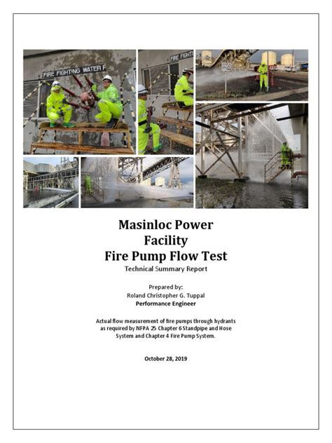 Masinloc Power Facility Fire Pump Flow Test Technical Summary Report