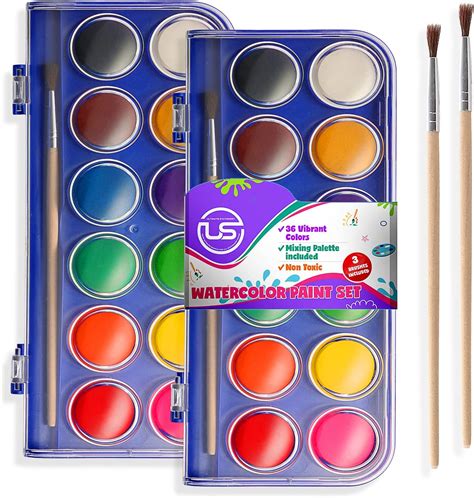 Amazon.com: 2 Pack Watercolor Paint Set 12 Vivid Colors Includes ...