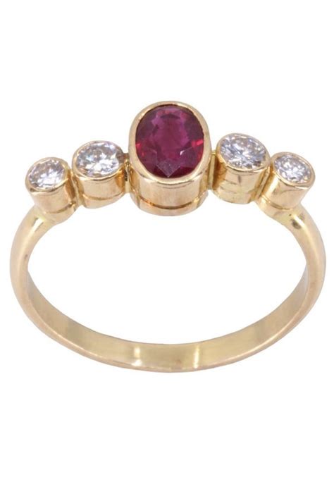 Bague Moderne Rubis Diamants Or 18k Occasion