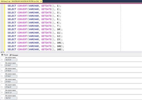 SQL Server Date Formats MSSQL Query