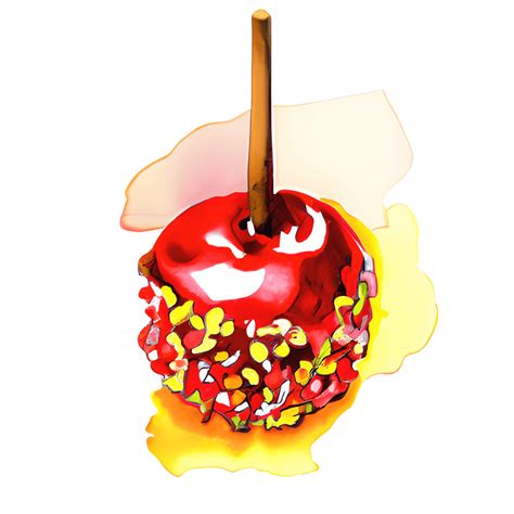 Candy Apple on a Stick Intricate Watercolor · Creative Fabrica