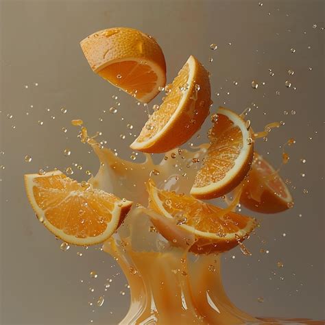 Premium Photo Citrus Splash Orange Slices Falling Into Juice