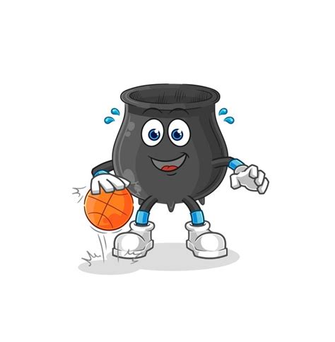 Chaudron Dribble Basket ball Personnage Dessin Animé Mascotte Vecteur