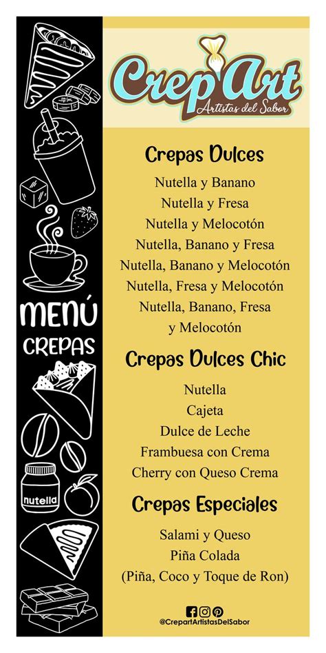 Te Presentamos Nuestro Nuevo Men De Crepas Crep Art Receta Para