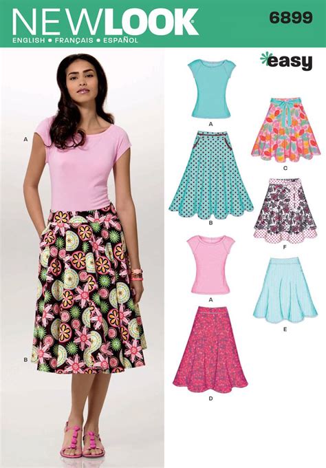 Nl6899 Misses Skirt With Knit Top Easy Skirt Patterns Sewing New Look Skirts New Look Patterns