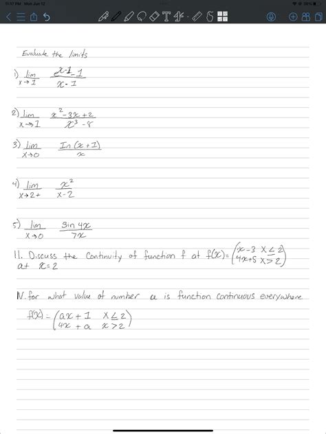 Solved Evaluate The Limits Limx→1x−1ex−1−1 2