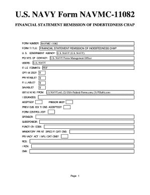 Fillable Online U S NAVY Form NAVMC 11082 FINANCIAL STATEMENT