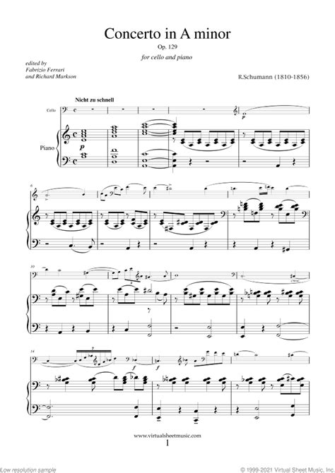 Schumann Cello Concerto In A Minor Op129 3rd Edition Sheet Music