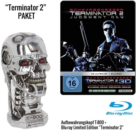 Terminator 2 Aufbewahrungskopf T 800 Metall Head 1991 Limited Edition Steelbook 4k