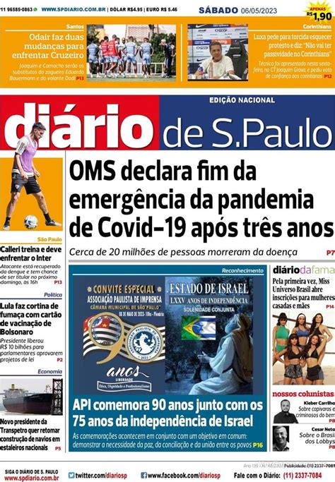 Capa Diário de São Paulo Segunda 3 de Abril de 2023