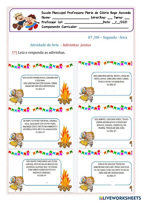 Adivinhações Juninas Para Imprimir - Adivinhas juninas – Artofit