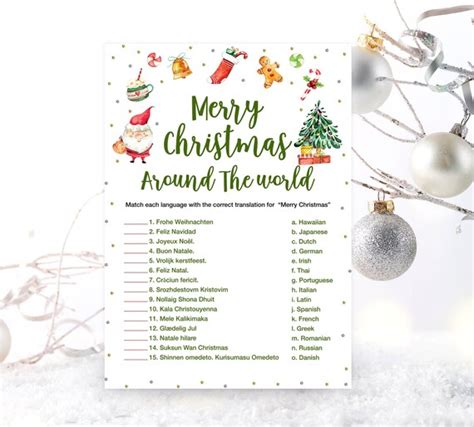 Merry Christmas Around The World Game Printable Christmas Game For