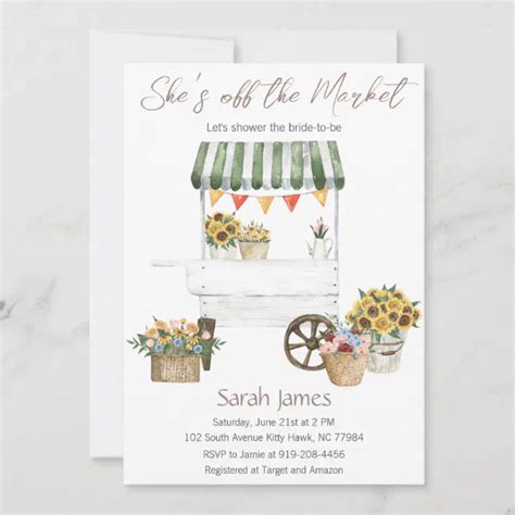 She S Off The Market Floral Bridal Shower Invite Zazzle