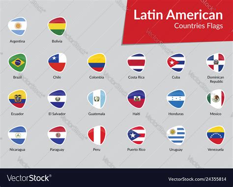 Latin american countries flags icon collection Vector Image