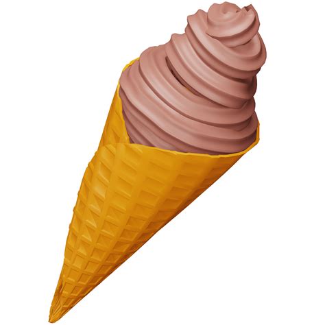 Free Chocolate Ice Cream Cone D Rendering Isometric Icon Png