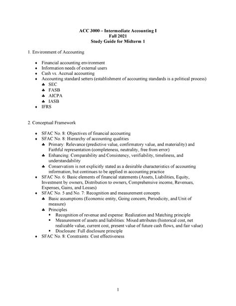 Midterm 1 Study Guide - ACC 3000 - Baruch College - Studocu
