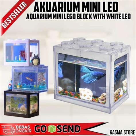 Jual Aquarium Ikan Cupang Tempat Ikan Hias Mini Aquarium Lego Led