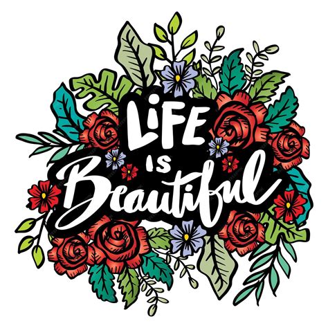 Premium Vector Life Is Beautiful Hand Lettering Poster Quote Concept